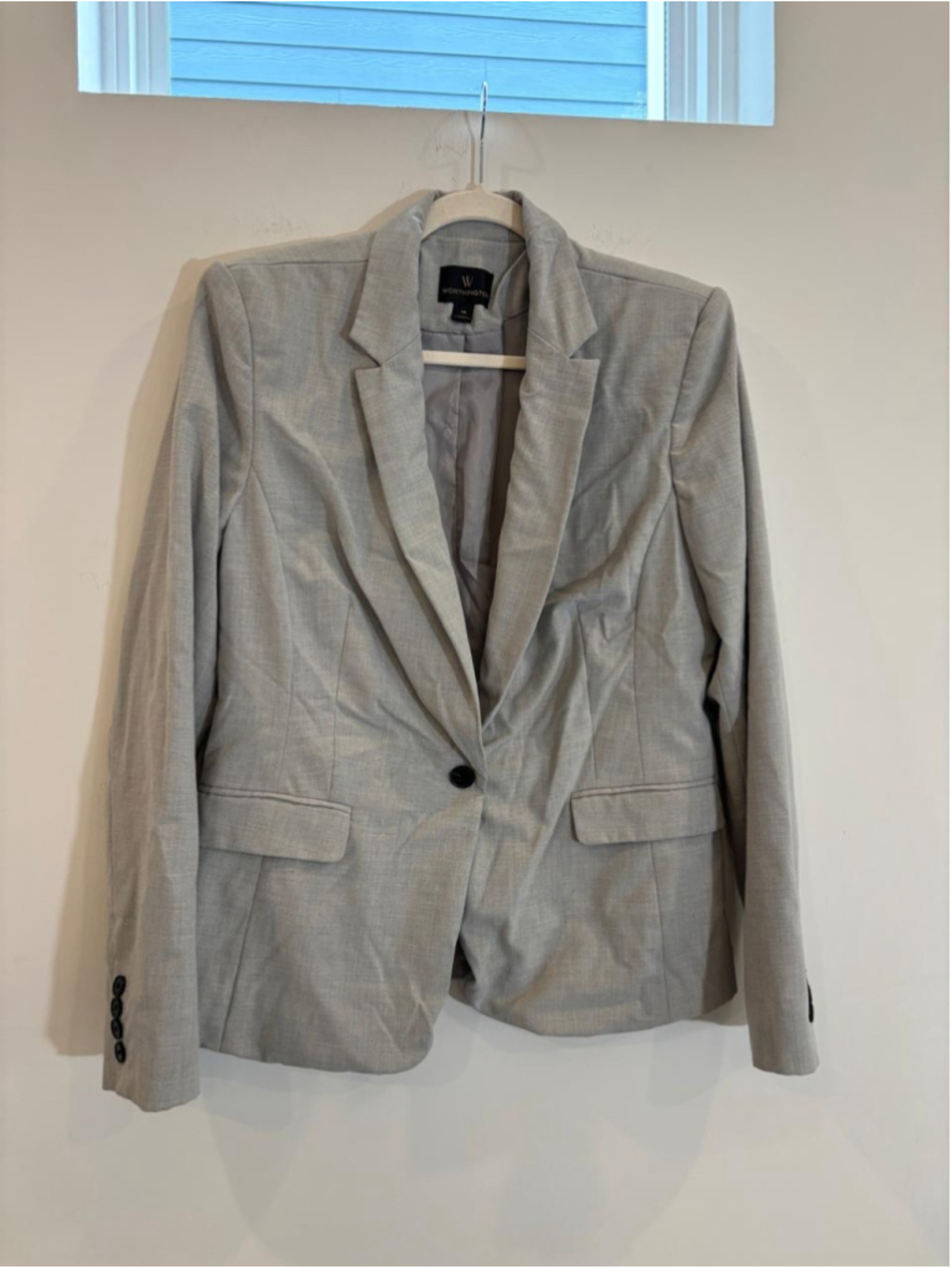Women's Worthington Blazer Size 14 Grey Suit Jacket - #c64
